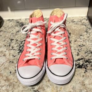 Never worn pink Converse All Star high tops.